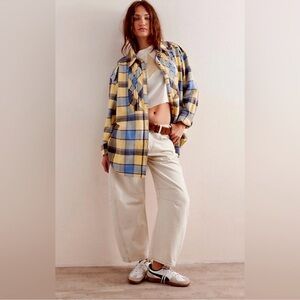 Free People Layla Plaid Shirt We The Free Yellow Combo